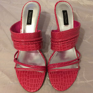 White House Black Market Pink Croc Slide Sandals